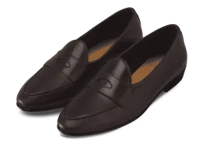 Sagan Classic Ginkgo Loafers in Dark Brown Drape Calf with Rubber Sole