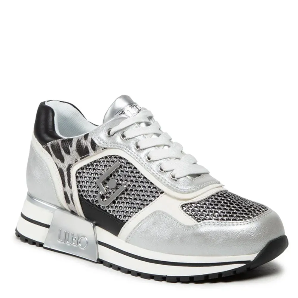 Scarpe Donna LIU JO linea Kiss 02 Sneakers in Mesh colore Silver Leopard