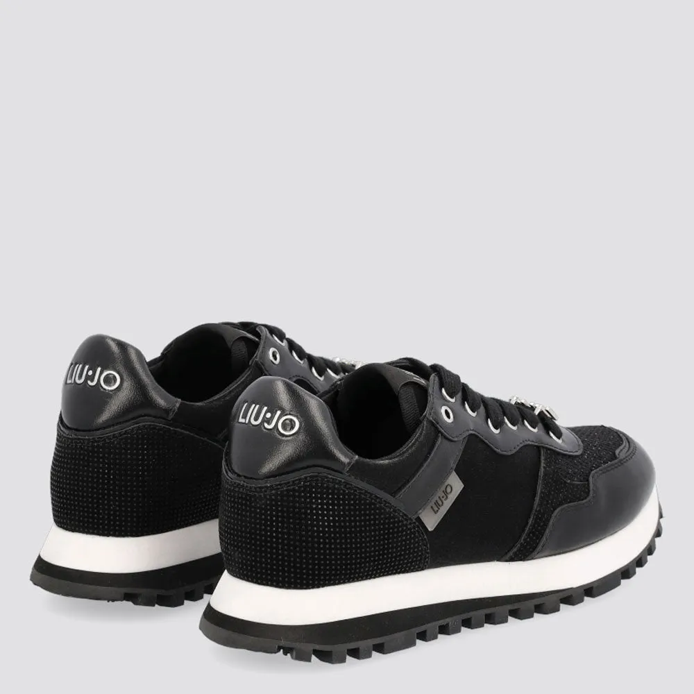 Scarpe Donna LIU JO Sneakers in Mesh Lamè e Raso colore Nero