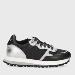 Scarpe Donna LIU JO Sneakers in Pelle e Tessuto Mesh colore Nero e Silver