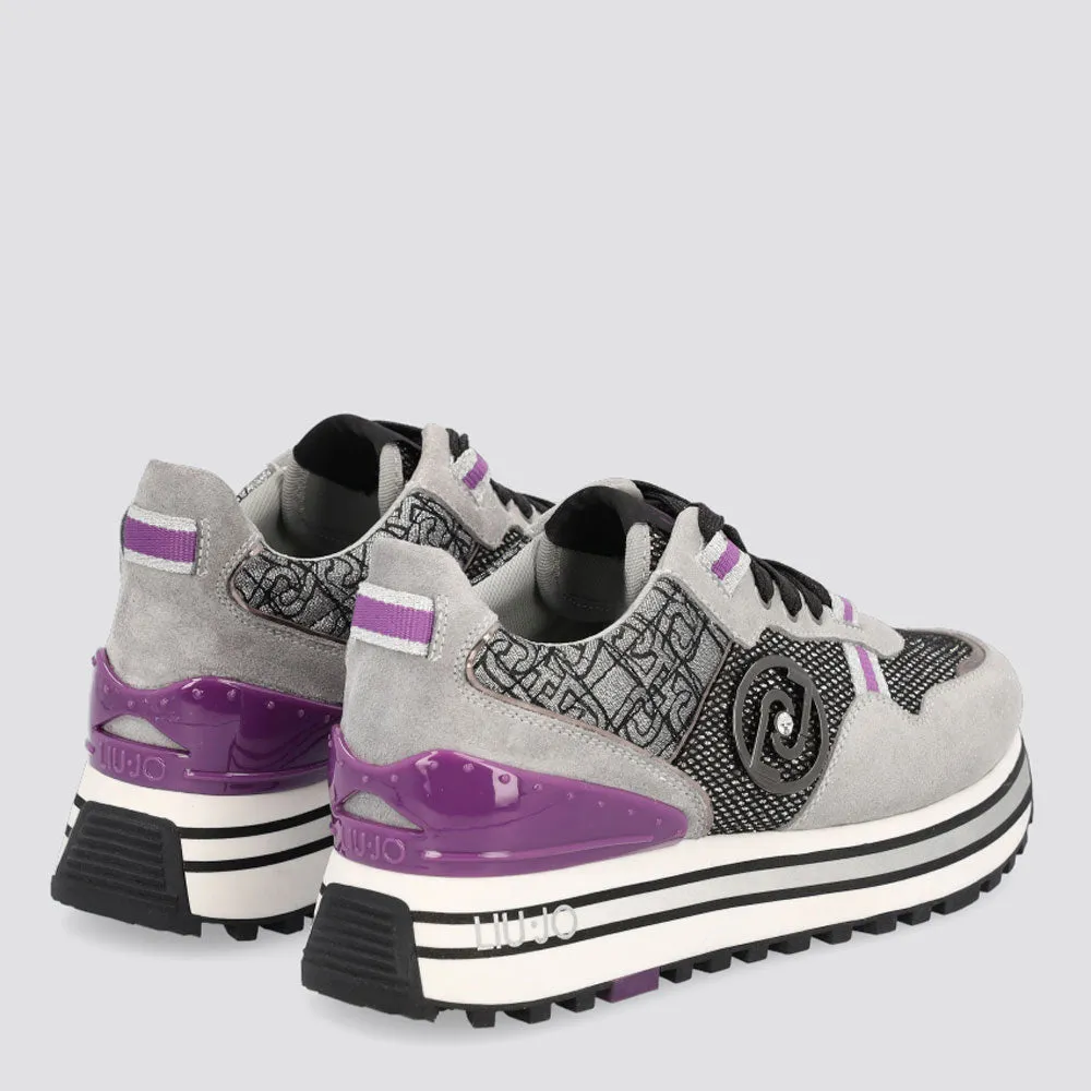 Scarpe Donna LIU JO Sneakers in Suede Glitter e Mesh colore Grey Silver