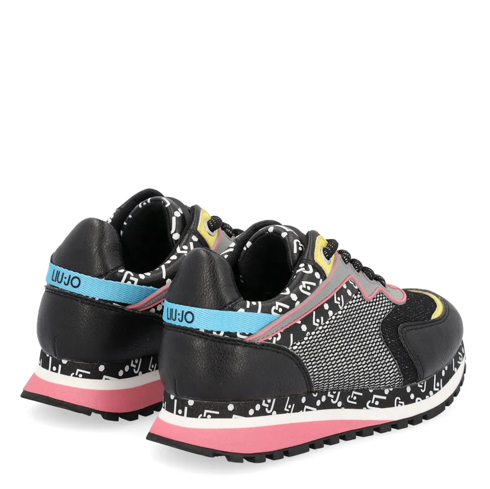 Scarpe Junior LIU JO linea Wonder 163 Sneakers in Tessuto Mesh e Pelle Nero