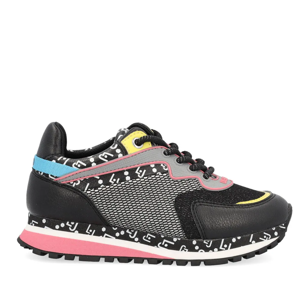 Scarpe Junior LIU JO linea Wonder 163 Sneakers in Tessuto Mesh e Pelle Nero