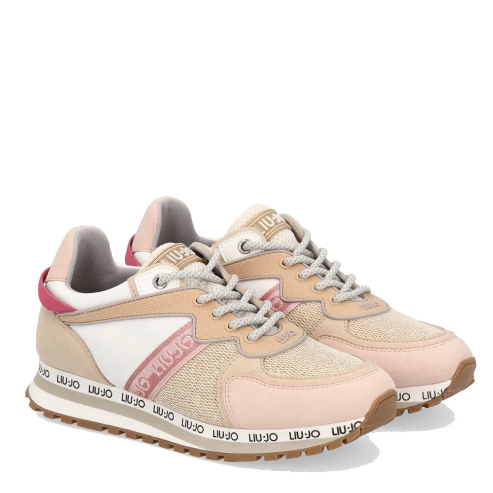 Scarpe LIU JO linea Wonder 7 Sneakers in Mesh e Tessuto Effetto Laminato colore Nude