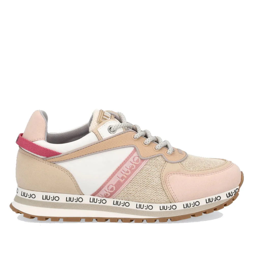 Scarpe LIU JO linea Wonder 7 Sneakers in Mesh e Tessuto Effetto Laminato colore Nude