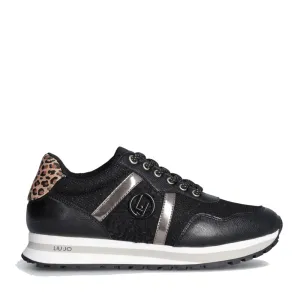 Scarpe LIU JO Wonder 629 Sneakers in Glitter Mesh con Inserti in Nylon colore Nero