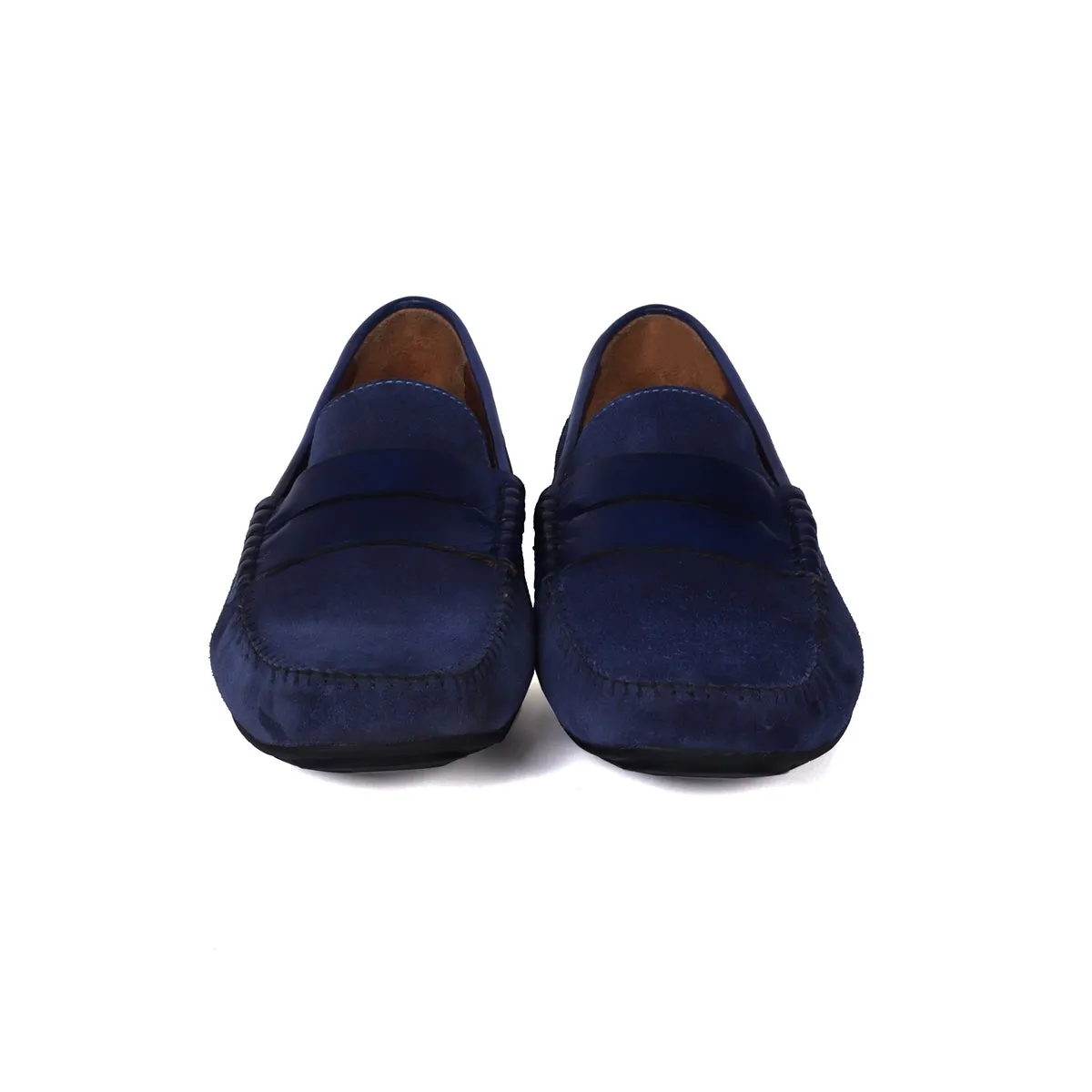 Silhouette Driver Sole Loafer in Blue Suede Leather