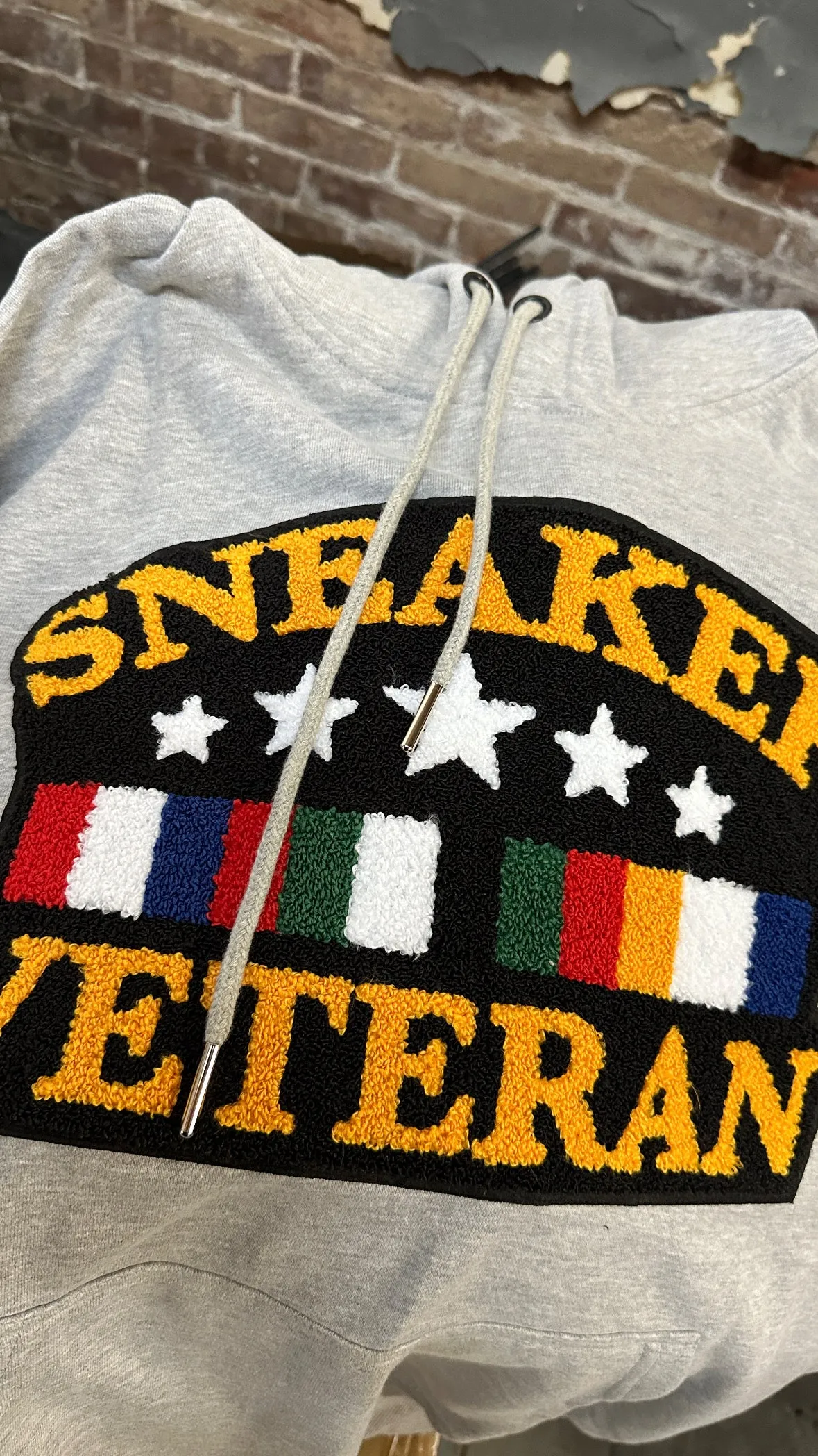 Sneaker Veteran Chenille Patch Grey Hoodie