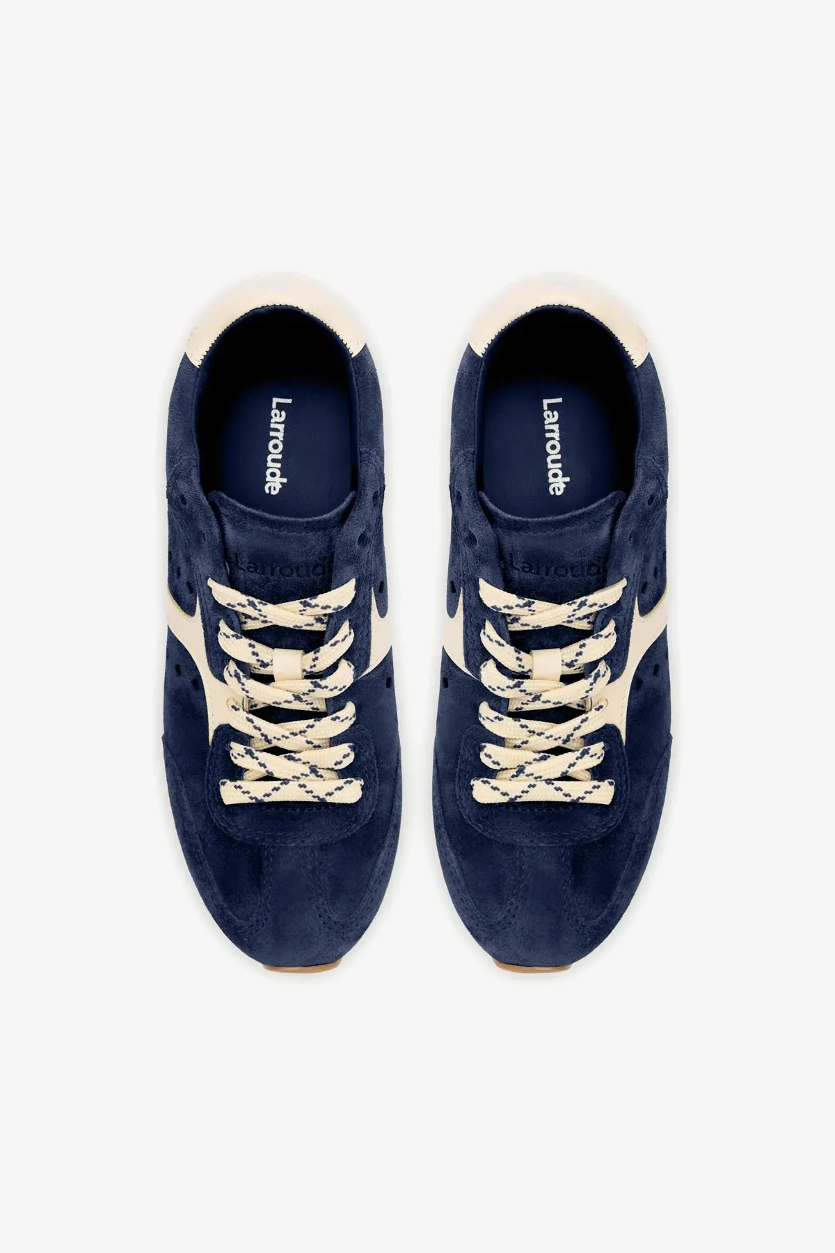 Stella Sneaker In Navy Suede and Ivory Leather