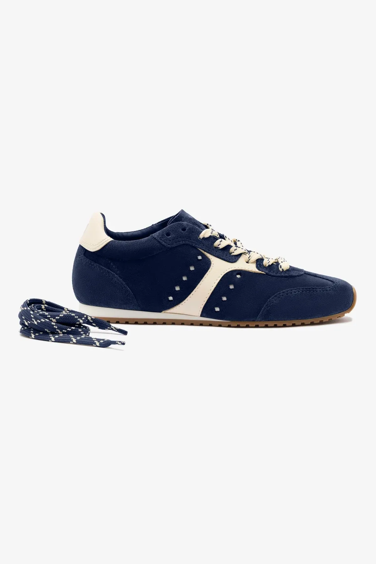 Stella Sneaker In Navy Suede and Ivory Leather