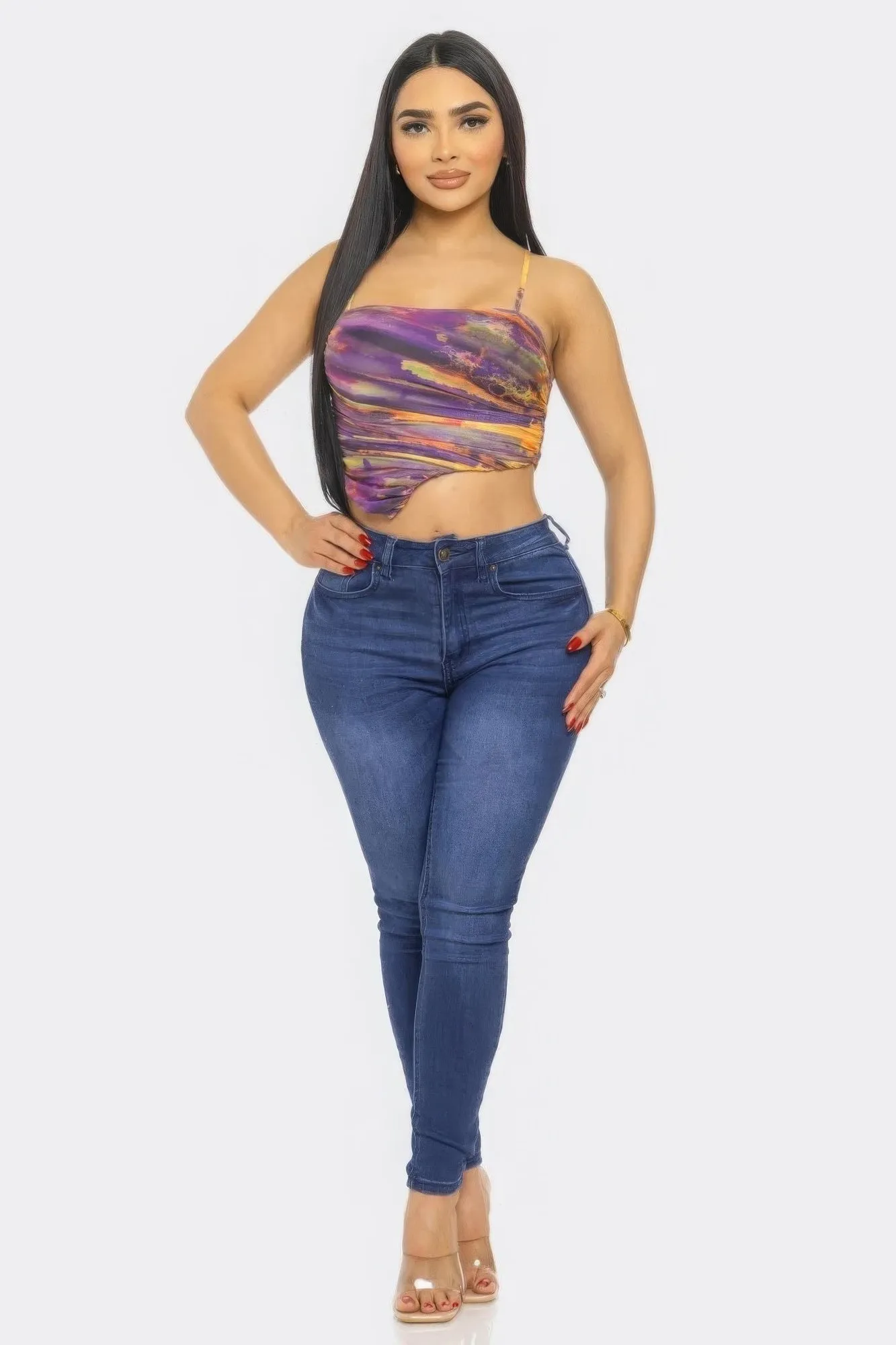 Stylish Cut Mesh Crop Top