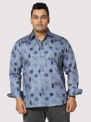 Teal Leaf Digital Printed  Full Sleeve Men's Plus Size