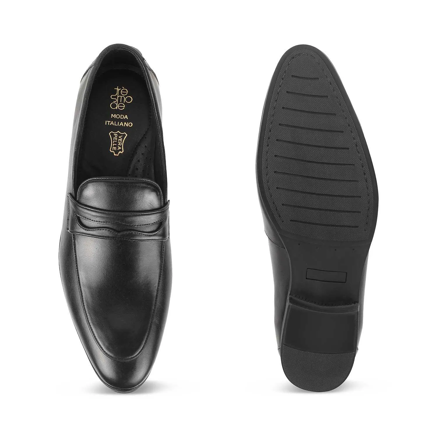 The Toslip Black Men's Leather Penny Loafers Tresmode