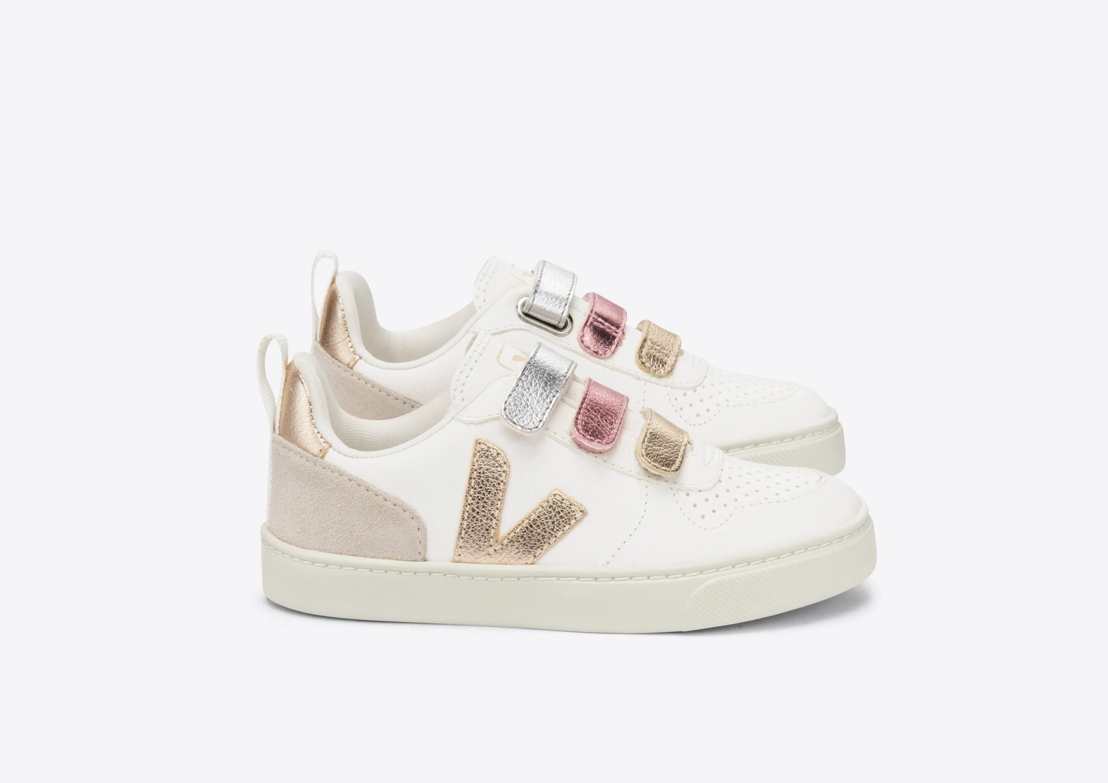 Veja V-10 Velcro Chromefree Multico-Extra White_Shiny