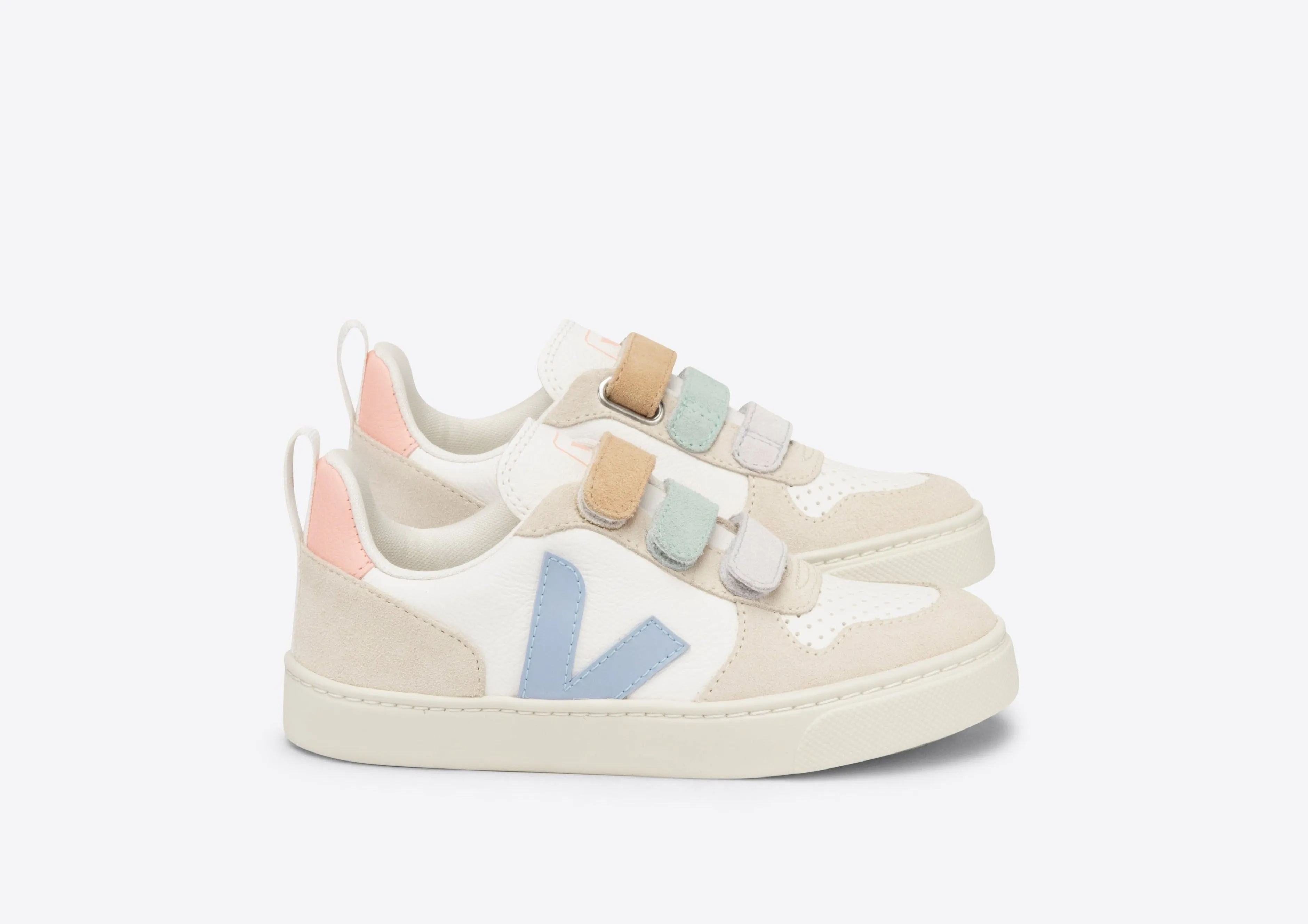 Veja V-10 Velcro Chromefree Multico-Extra White_Steel