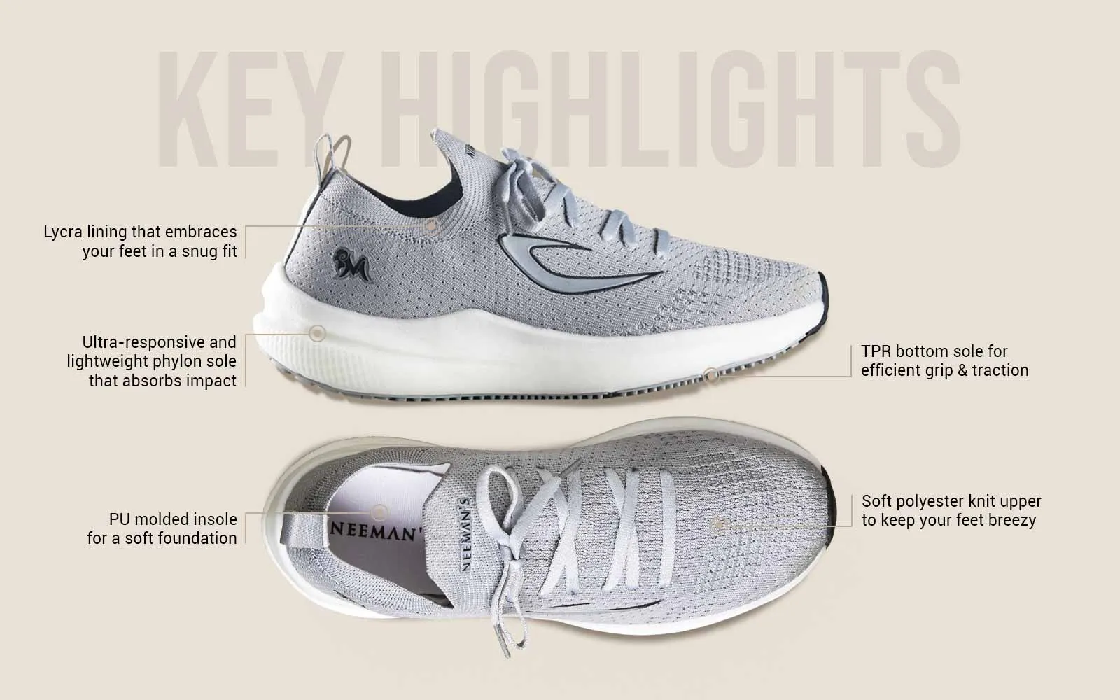 Whoosh Lite Sneakers : Grey