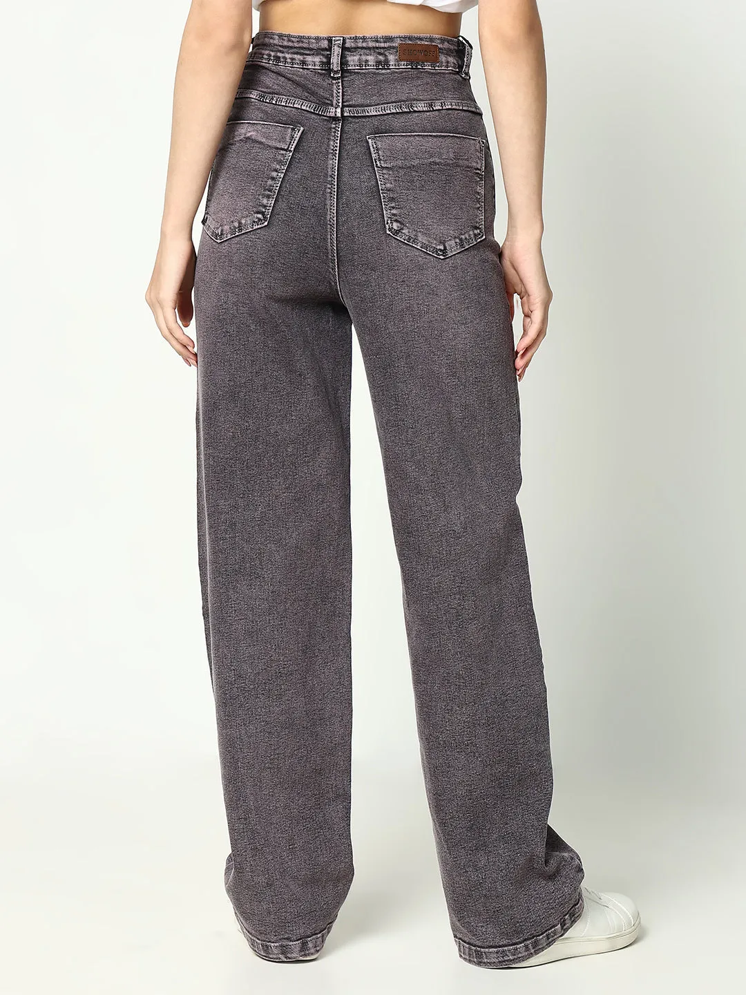 Women Solid Grey Wide Leg Jeans