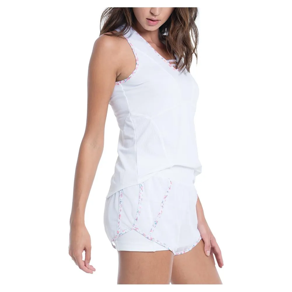 Women`s Blossom Tennis Tank White