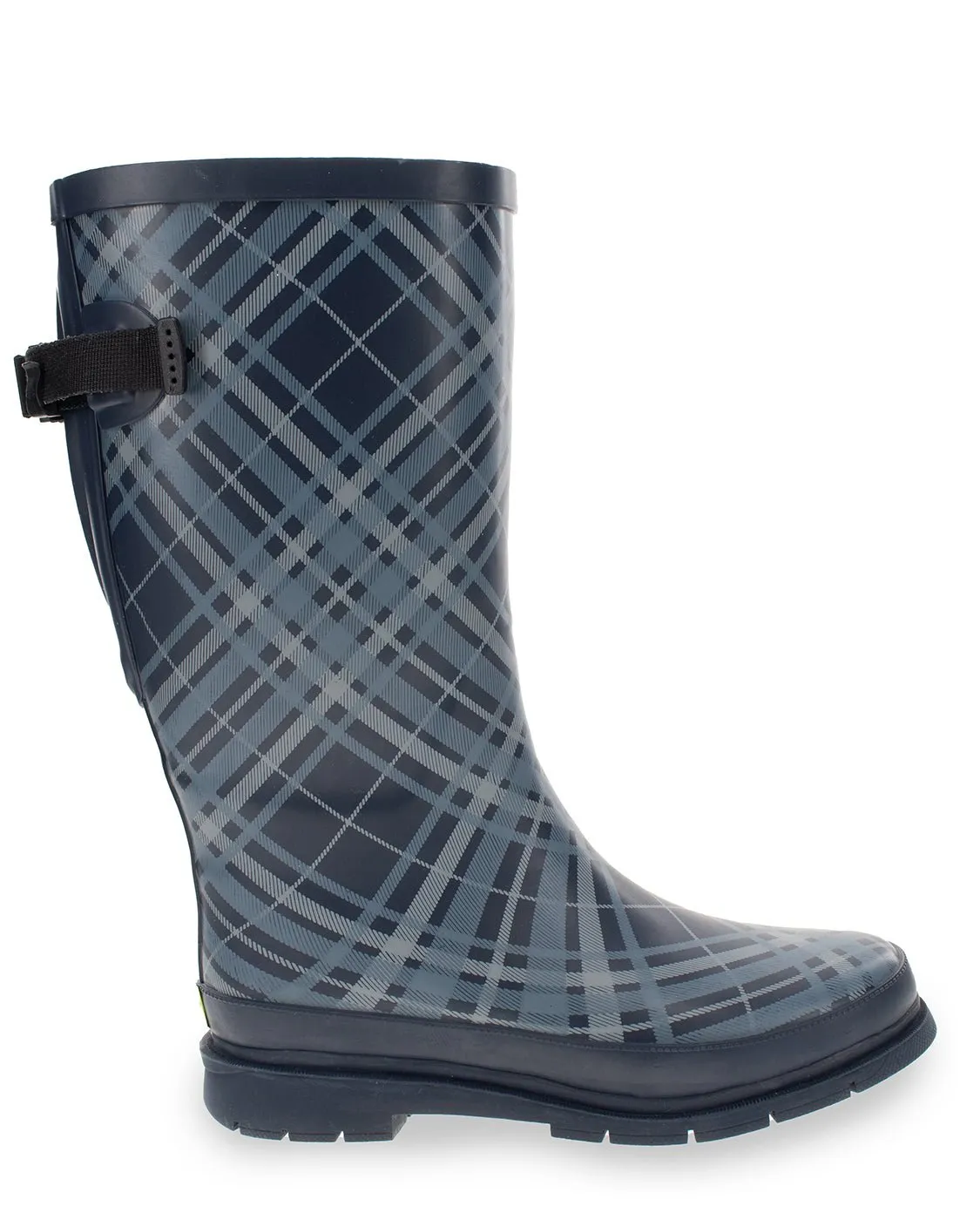 Women's Polar Plaid Wide Calf Rain Boot - Navy