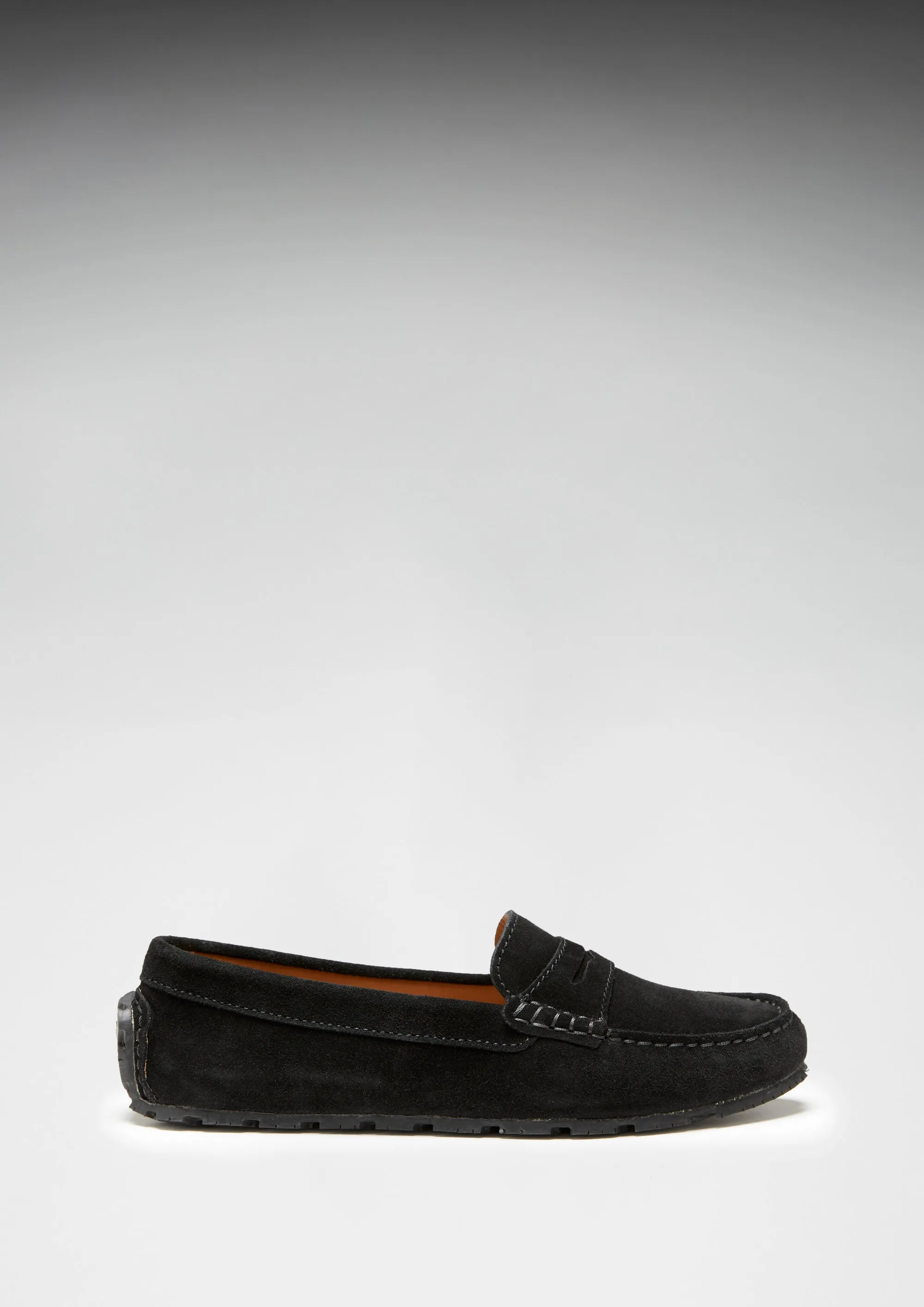 Women's Tyre Sole Penny Loafers, black suede