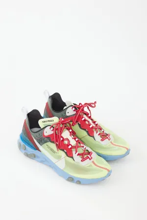 X Nike Green & Multicolour Mesh React Element 87 Sneaker