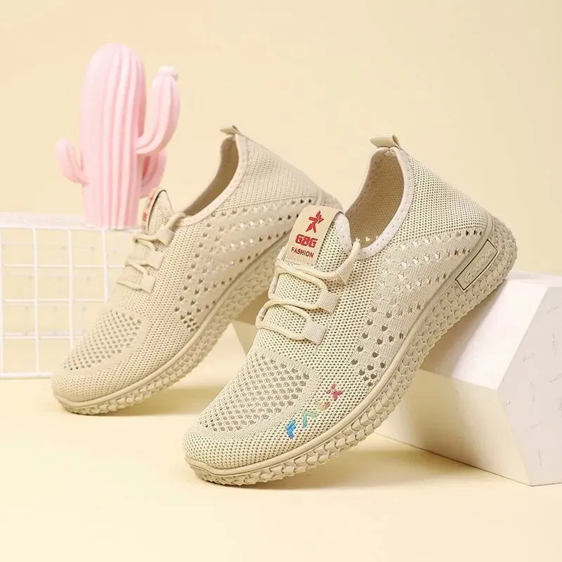 xakxx One Piece Dropshipping Female Tennis Shoes Sandals Casual Shoes Korean New Summer Mesh Surface White Shoes Lace Canvas Women's Shoes