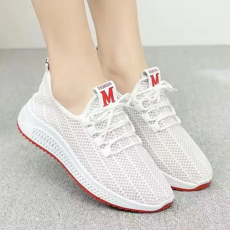 xakxx One Piece Dropshipping Female Tennis Shoes Sandals Casual Shoes Korean New Summer Mesh Surface White Shoes Lace Canvas Women's Shoes