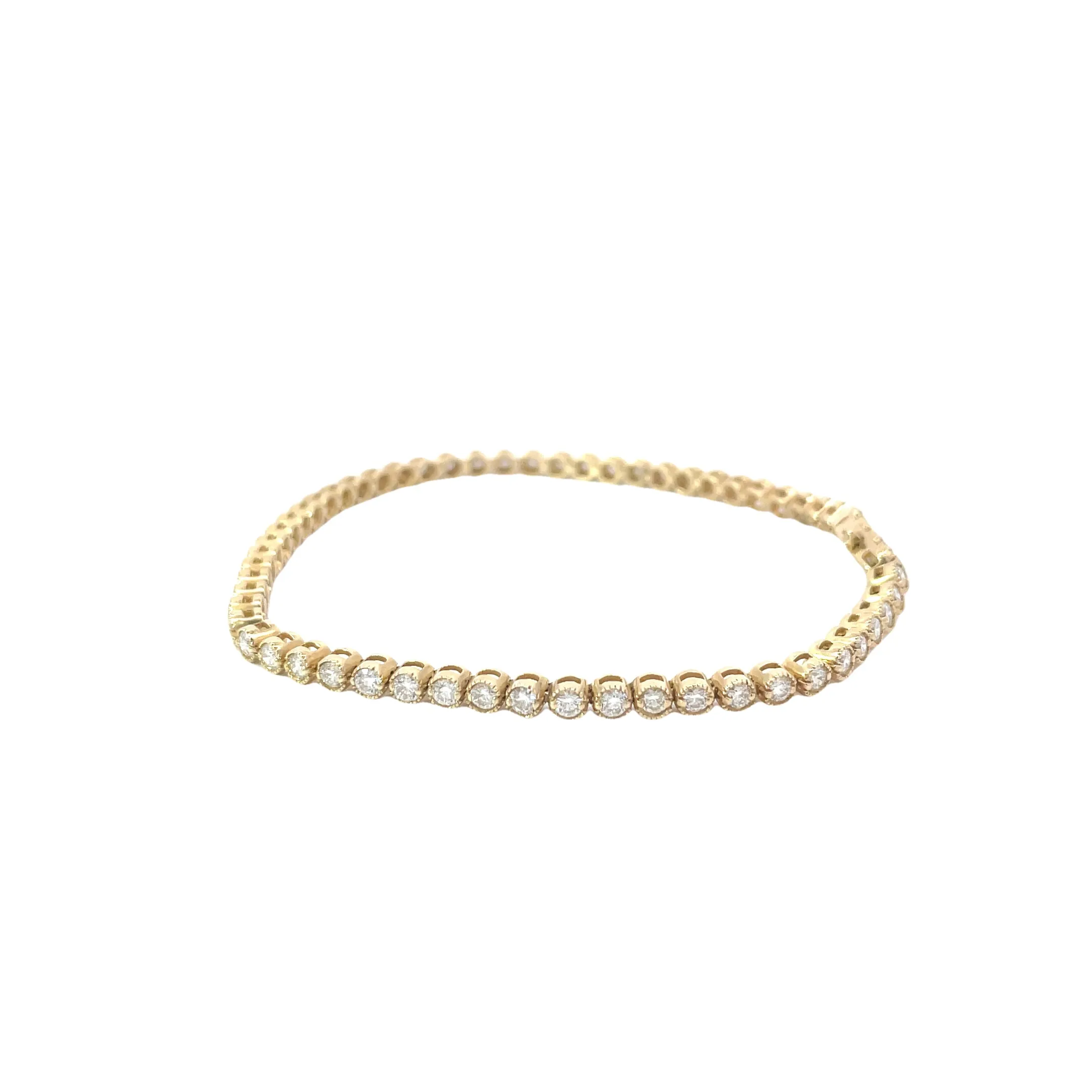 Yellow Gold Detailed Diamond Tennis Bracelet