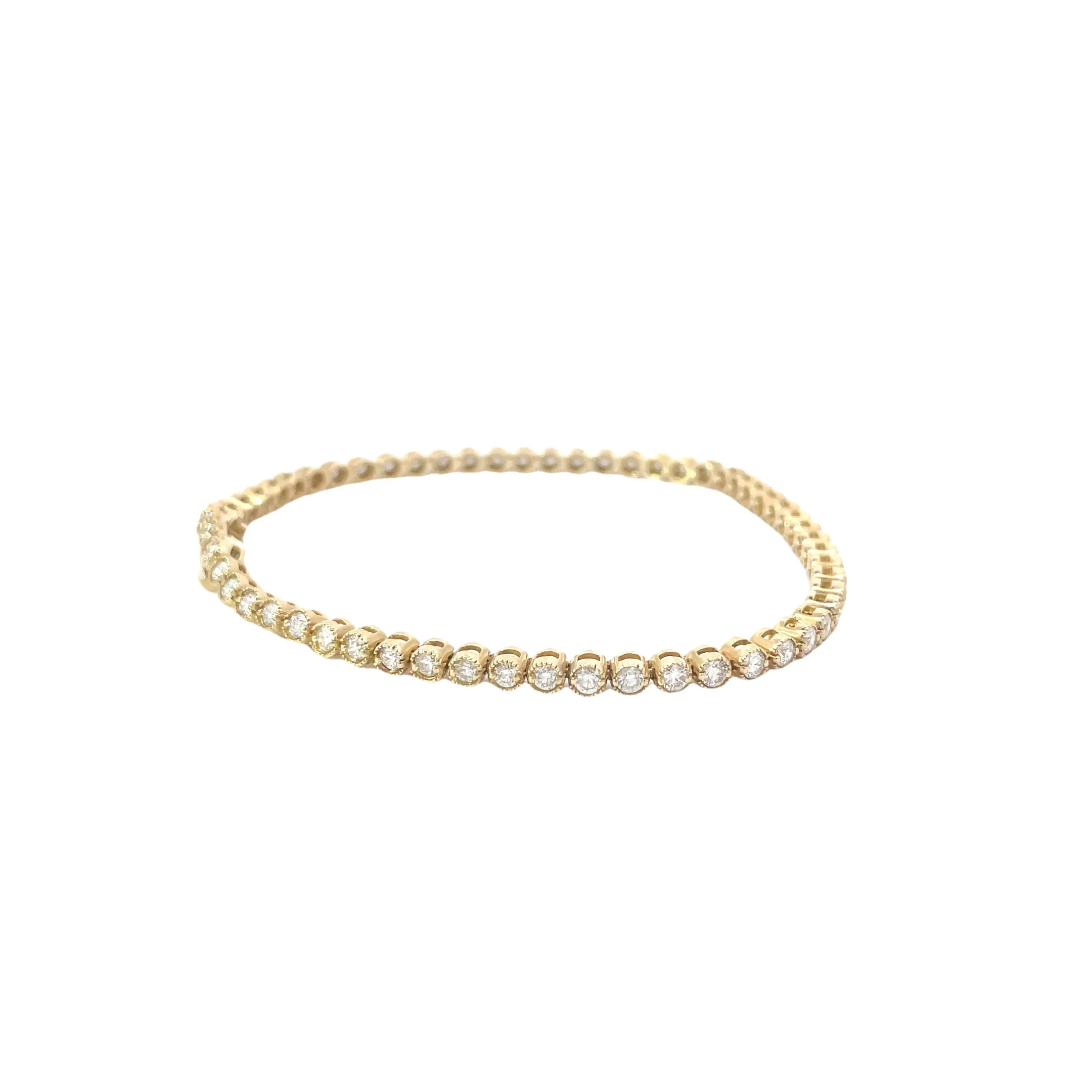 Yellow Gold Detailed Diamond Tennis Bracelet